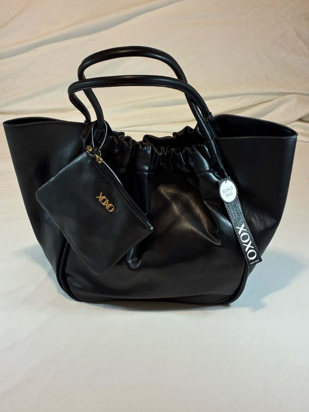 Chic Black XOXO Tote with Bonus Pouch